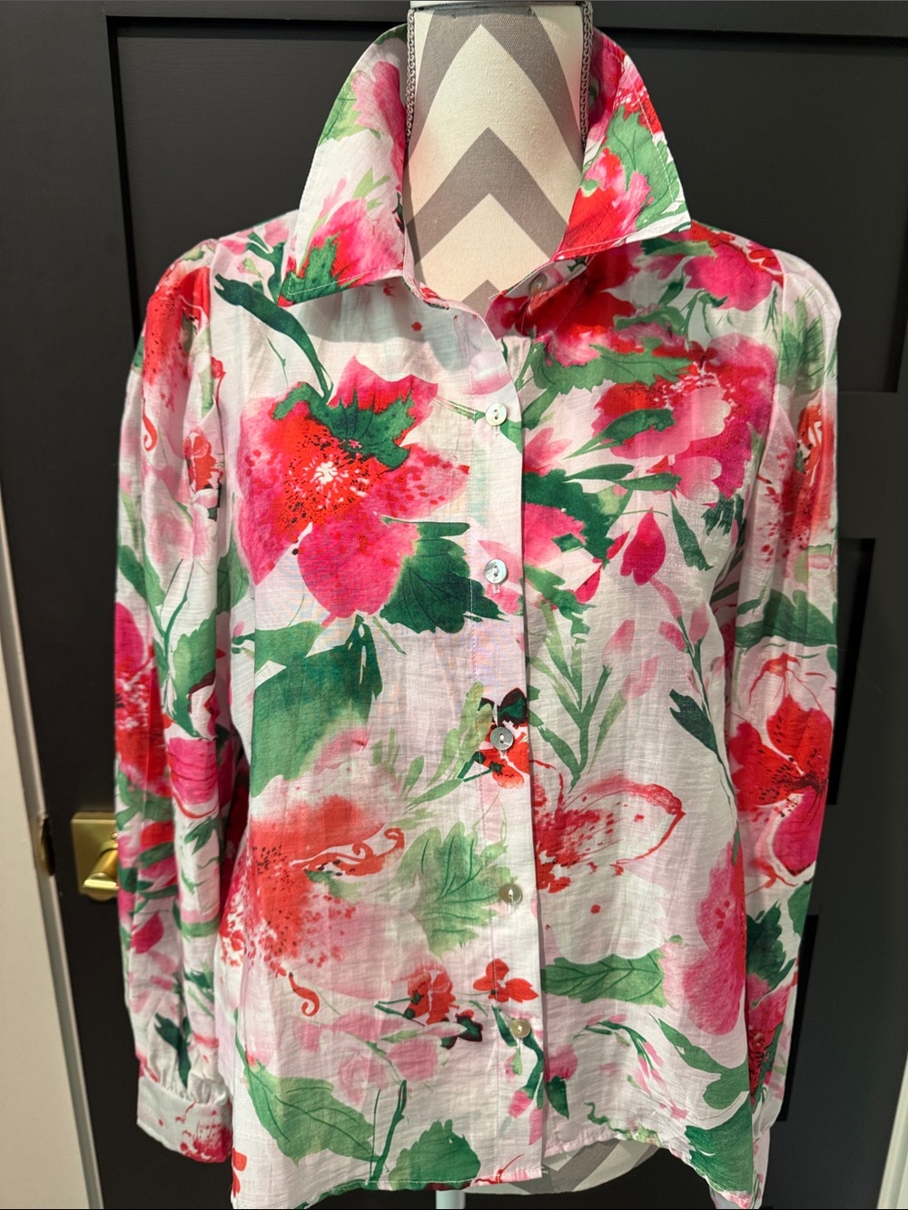 Joie Floral Luxury Button Front Blouse Size L